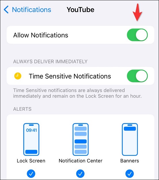 Go to Notification under Settings to turn on Allow Notifications on phone