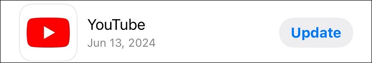 Go to the App Store to update YouTube