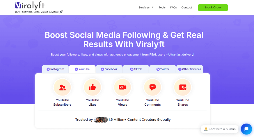 The official website of Viralyft on Chrome browser