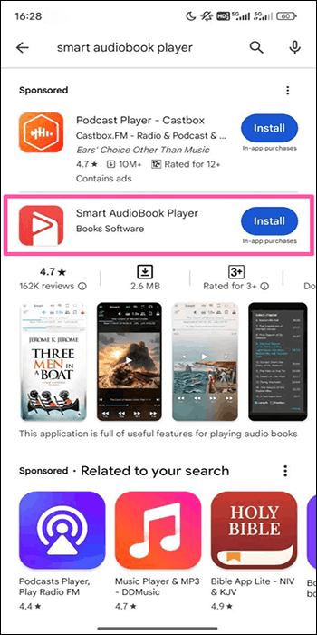 Search SmartAudio Book Player in the search box of the App Store and download it