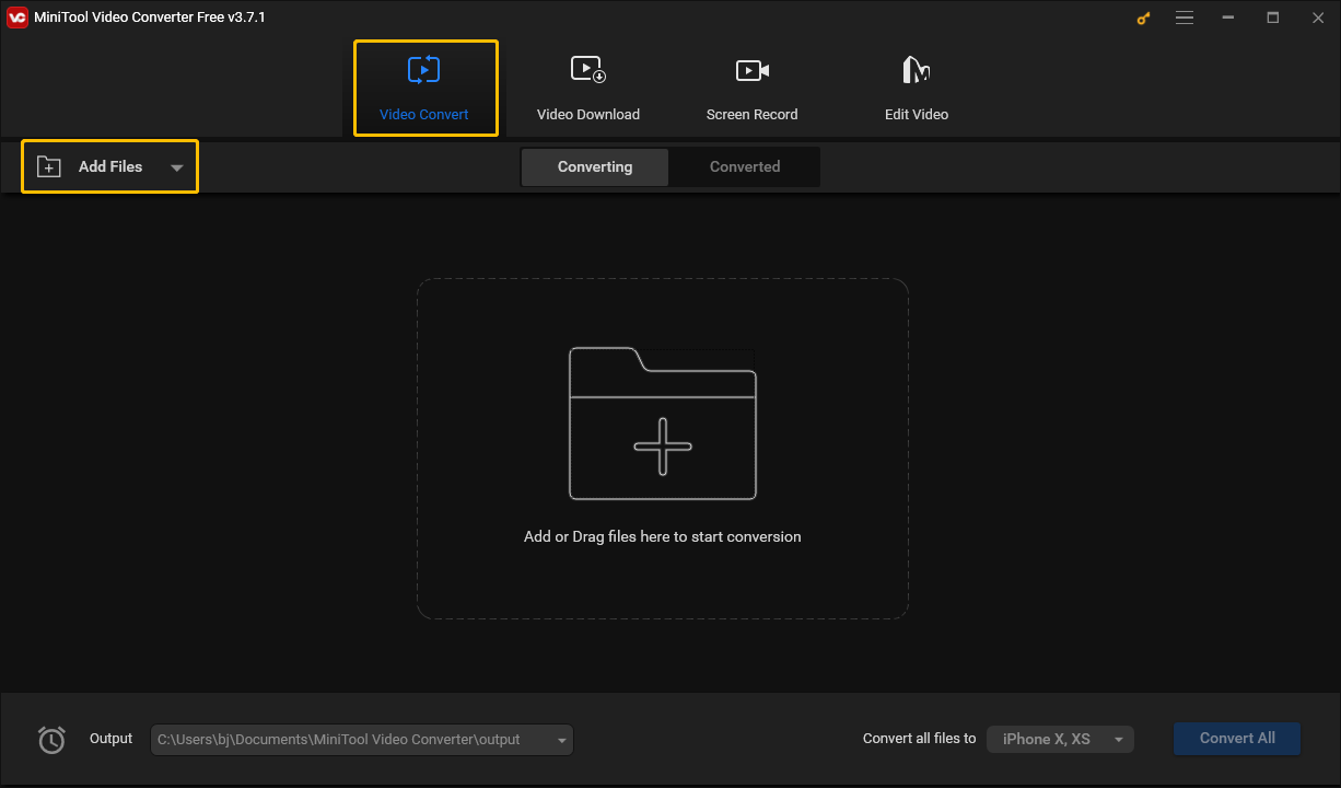 Navigate to the Video Convert tab and click Add Files