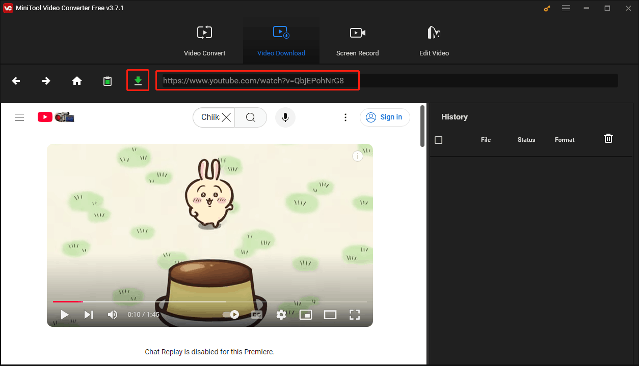 Paste the video link into the address bar and click Download