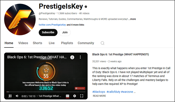 Go to PrestigeIsKey’s YouTube channel to watch Call of Duty video