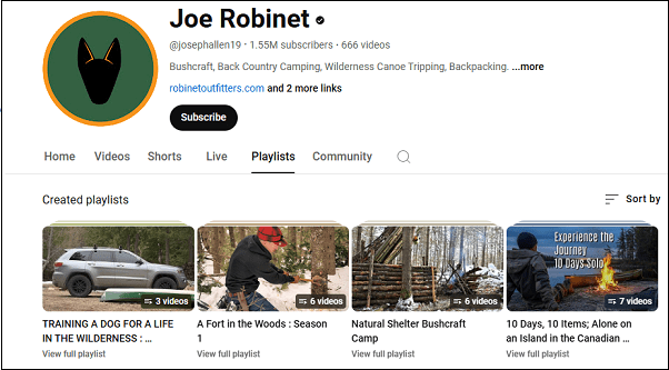 Watch camping video on the YouTube channel of Joe Robinet