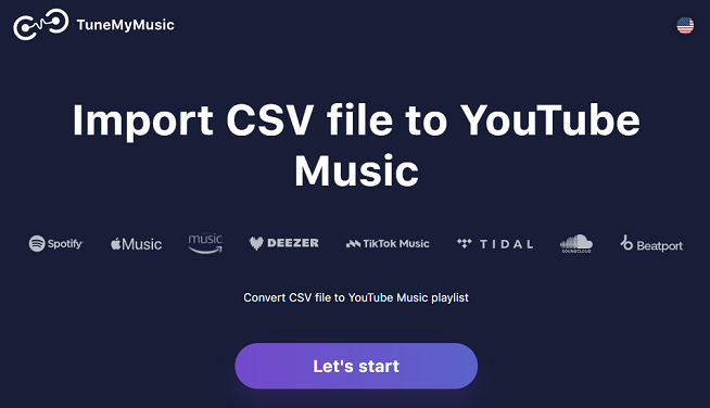 Import CSV file to YouTube Music with TuneMyMusic