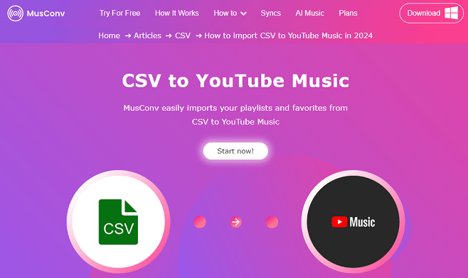 Transferring CSV to YouTube Music with MusConv