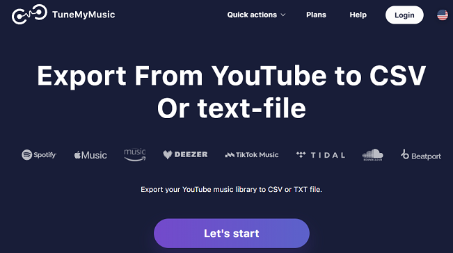 Exporting YouTube playlists to CSV with TuneMyMusic