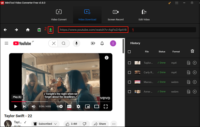 Paste the video link and click on Download to prepare to download the video in MiniTool Video Converter