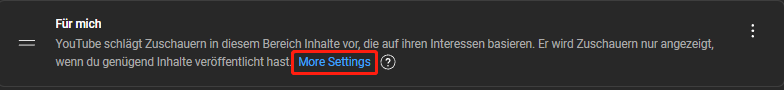 Klicken Sie auf die Option Weitere Einstellungen im Für mich-Bereich