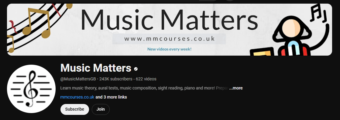 Music Matters’s channel page