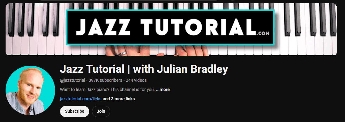 Jazz Tutorial’s channel page