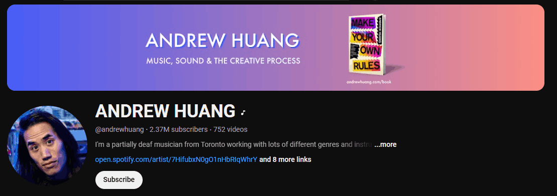 ANDREW HUANG’s channel page