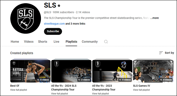 Visit SLS’s YouTube interface to watch skateboarding videos