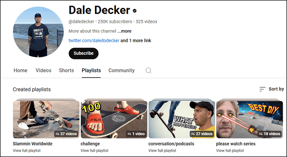 Find skateboarding videos on Dale Decker