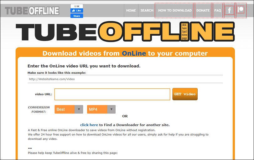 The official website of TubeOffline to download online videos