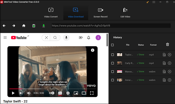 Download YouTube videos in MiniTool Video Converter