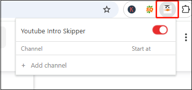 Add YouTube channel and start time in YouTube Intro Skipper