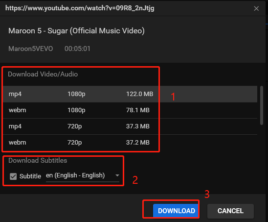 Choose output format, decide whether to download subtitles, and click on the Download button in MiniTool Video Converter