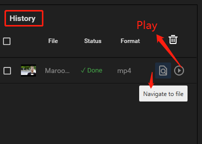 Click on Navigate to file to locate the file and click Play to play the video in MiniTool Video Converter