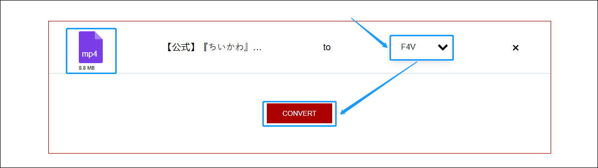 Expand the format option, choose F4V, and then click the CONVERT button