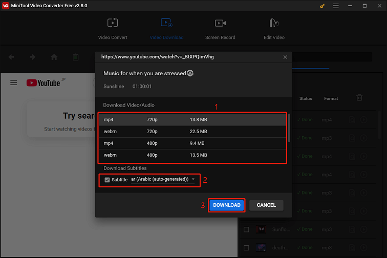 Choose your output format, decide whether to download subtitles, and click on DOWNLOAD