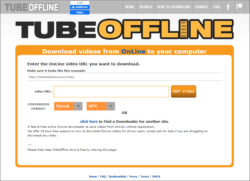 Die Offizielle Website von TubeOffline, um Online-Videos herunterzuladen