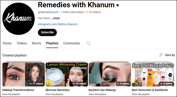 Watch beauty videos on the YouTube channel of Remedies with Khanum