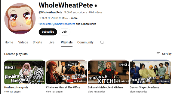 Watch WholeWheatPete’s cosplay videos on YouTube