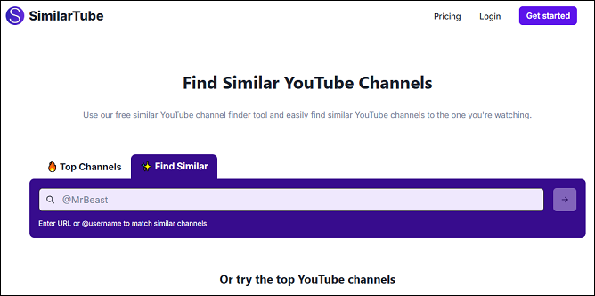 Find similar YouTube channels with SimilarTube