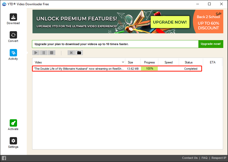 View the download progress through the Progress and Status column