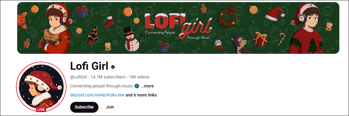 The channel page of Lofi Girl