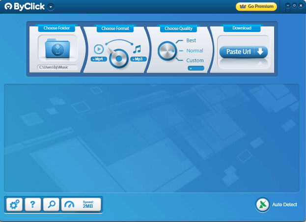 The user interface of ByClick Downloader