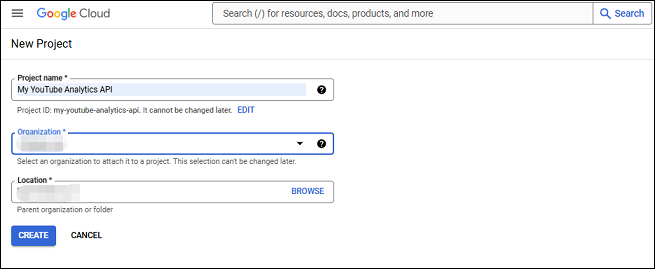 Go to the Google Cloud console and create a new project