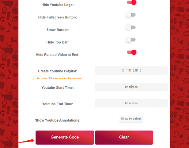 Click on Generate Code to generate the embed code in Codegena’s YouTube Embed Code Generator