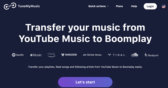 Transfer music from YouTube Music to Boomplay with TuneMyMusic