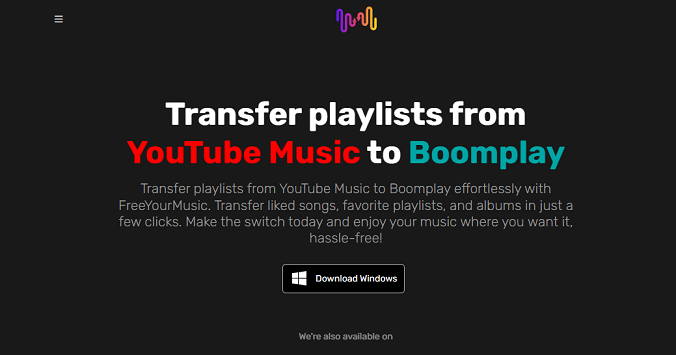 Transfer playlists from YouTube Music to Boomplay with FreeYourMusic