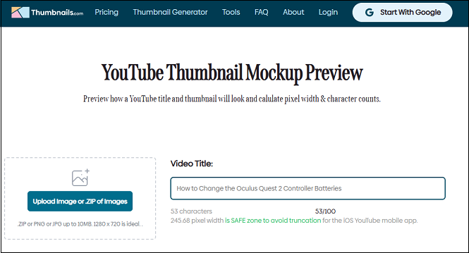 Use Thumbnail.com to preview YouTube thumbnail