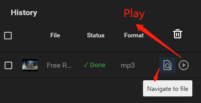 Click on Navigate to file to locate the folder and click on Play to listen to the audio