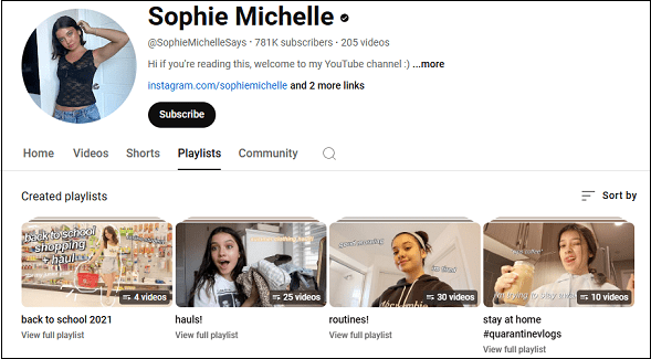 Visit the channel of Sophie Michelle to watch her YouTube videos