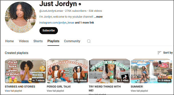 Watch Just Jordyn’s videos on YouTube