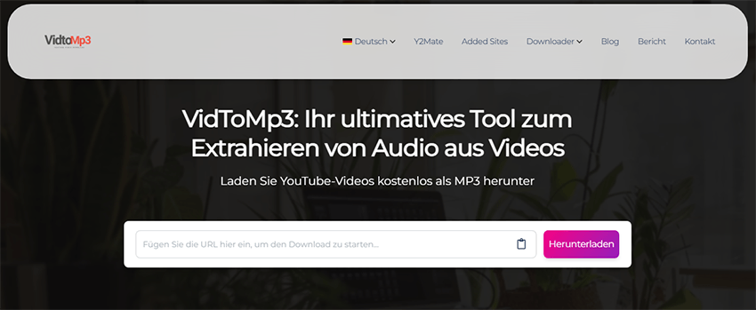 Die Hauptoberfläche von VidtoMp3