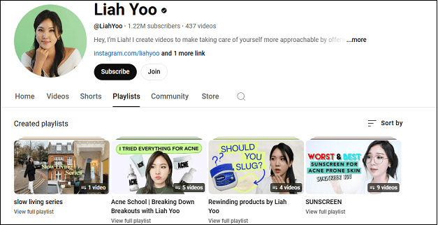 Follow Liah Yoo on YouTube to watch skincare videos