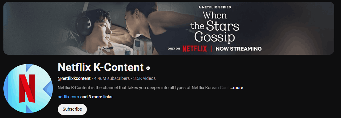 The channel page of Netflix K-Content