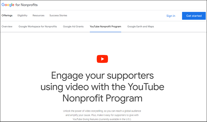 The YouTube Nonprofit Program under Google for Nonprofits