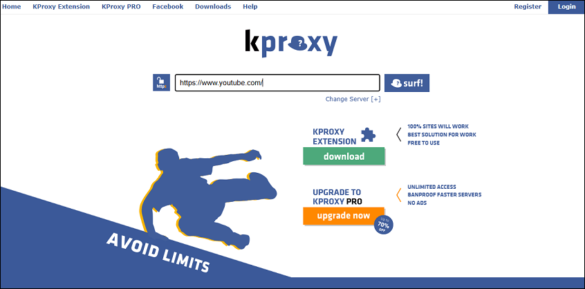 The official website of KProxy on Chrome