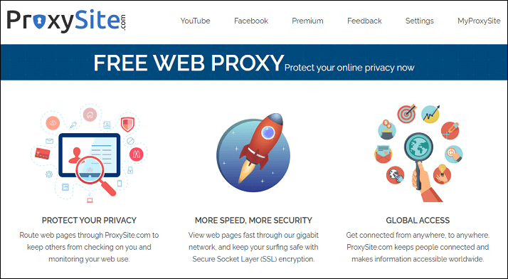 The official website of ProxySite.com on Chrome