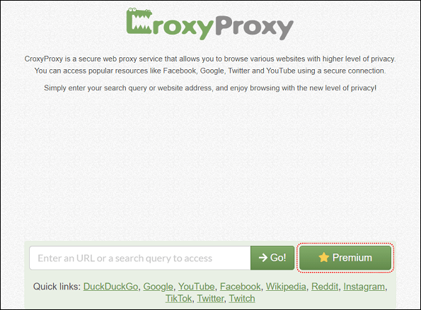 The official website of CroxyProxy on Chrome