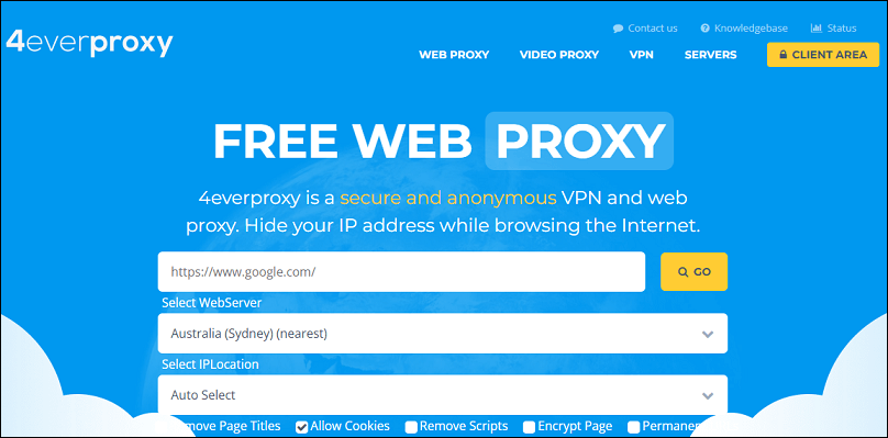 The official website of 4everproxy on Chrome