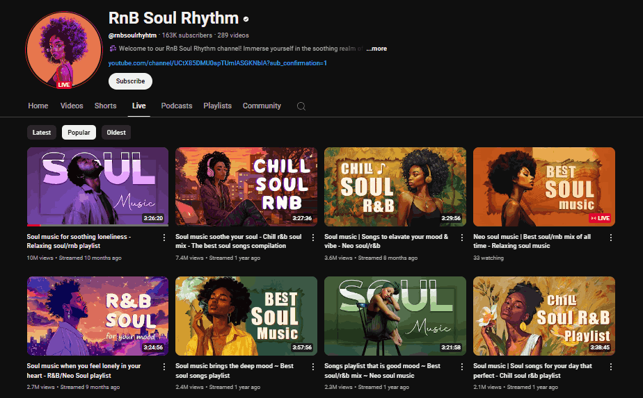 RnB Soul Rhythm’s channel page