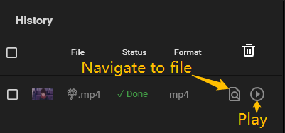 Click on Navigate to file to see the save location of the video and click the Play icon to open the video directly